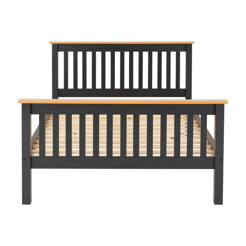 Monaco 4FT6 Bed High Foot End - Twelve Grey/Oak Effect
